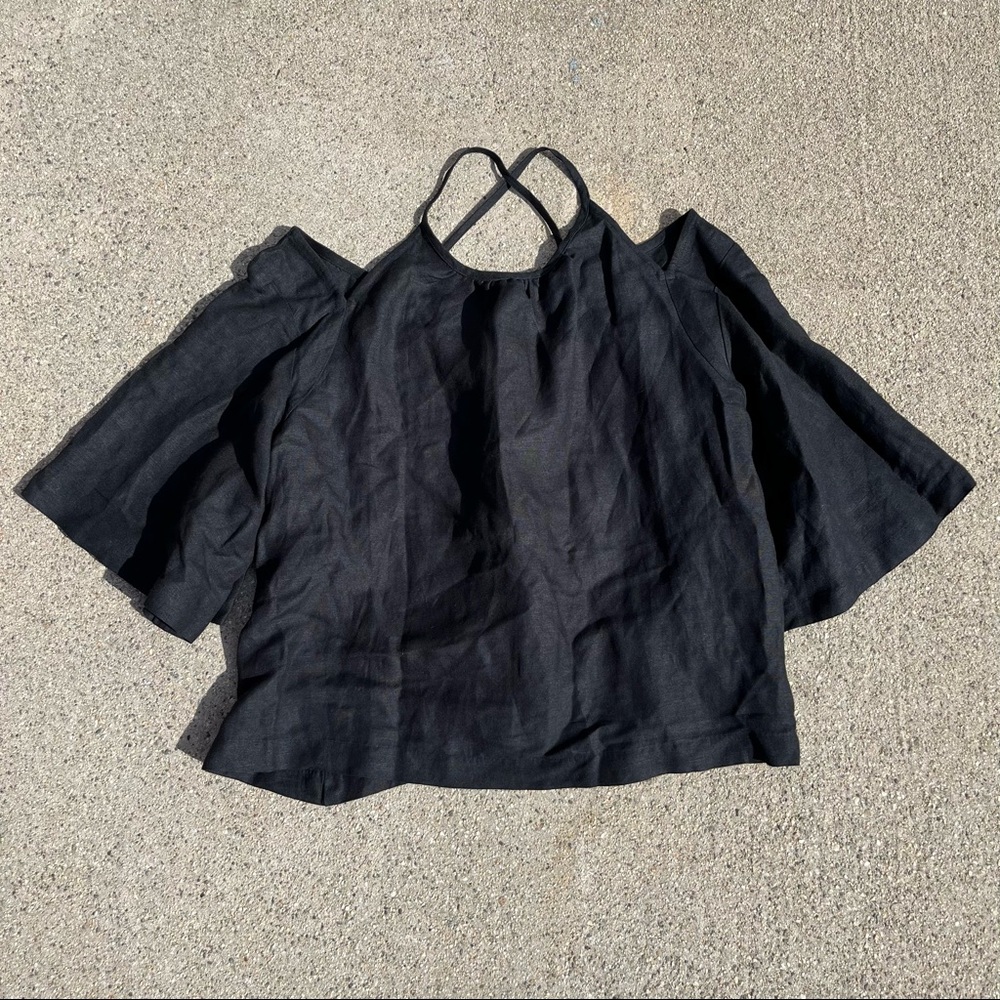 Wray Black Cold-Shoulder Strappy Top